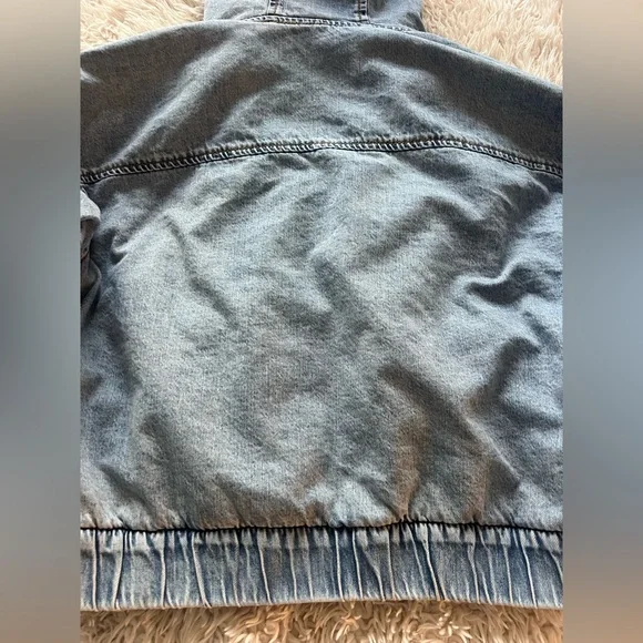 American Eagle Cropped Denim Fur Jacket - Picture 11 of 13